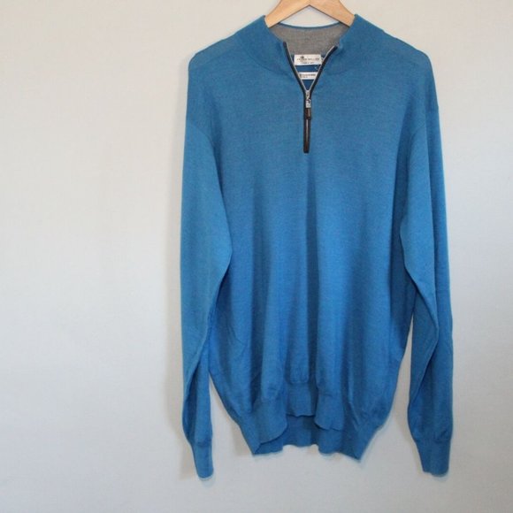 Peter Millar Crown Soft Merino Wool & Silk Quarter Zip Pullover Size XL H11854 - Picture 2 of 7